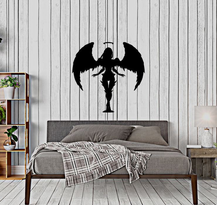 Vinyl Wall Decal Abstract Angel Nimbus Naked Sexy Girl Wings Feathers Stickers (4460ig)
