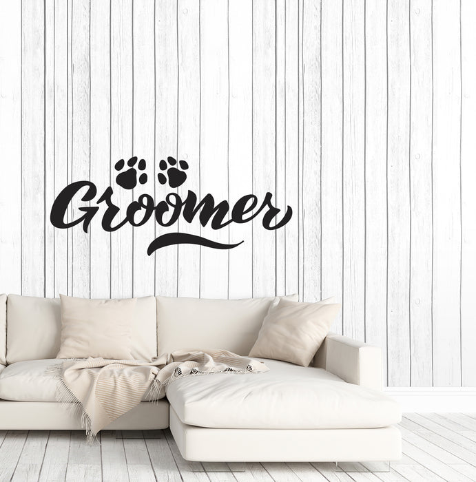 Vinyl Wall Decal Groomer Pet Grooming Paw Tracks Stickers (4307ig)