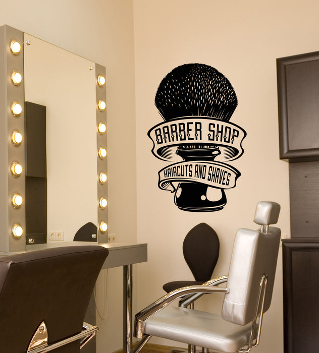 Vinyl Wall Decal Barbershop Haircut and Styling Words Logo Beauty & Care Stickers (4448ig)