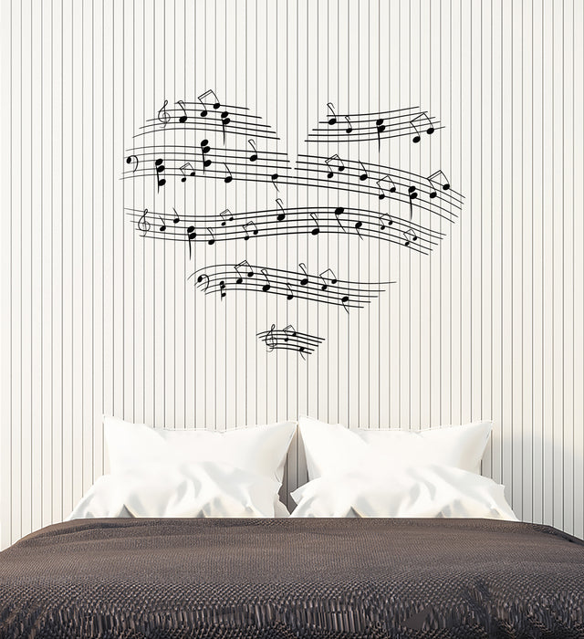 Vinyl Wall Decal Music Melody Love Song Romance Notes Heart Stickers (4363ig)