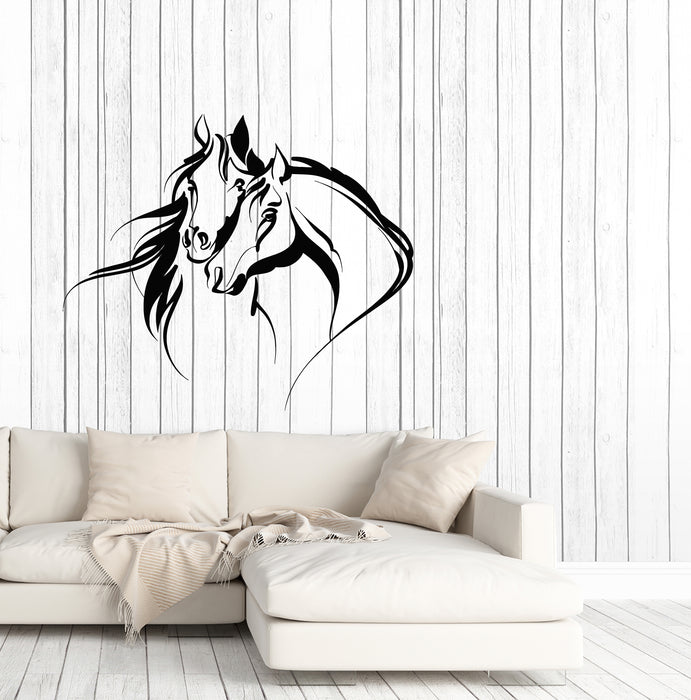 Vinyl Wall Decal Love Romance Two Horses Head Room Decoration Stickers (4302ig)