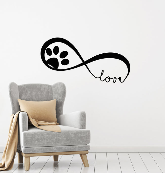 Vinyl Wall Decal Infinity Symbol Paw Footprints Pet Shop Love Animal Stickers (4317ig)