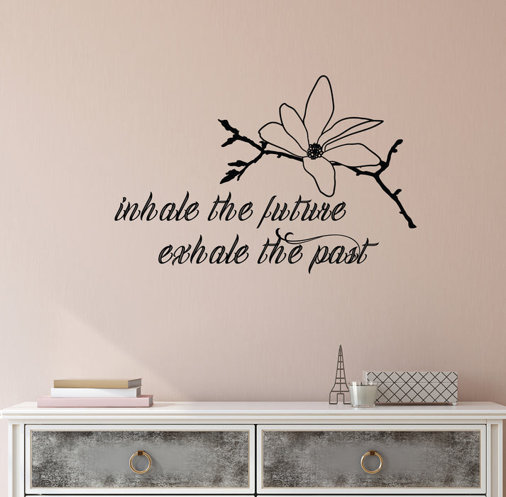 Vinyl Wall Decal Inhale Exhale Flower Meditation Room Inspirational Words Motivation Phrase Stickers (4320ig)