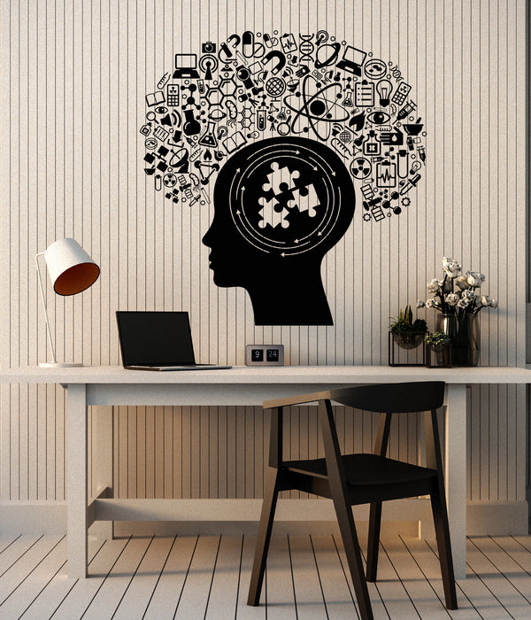 Vinyl Wall Decal Intelligence Mind Brain Education Science Decor School Laboratory Stickers (4467ig)