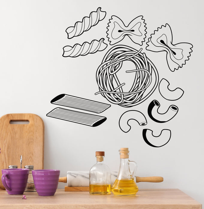 Vinyl Wall Decal Pasta Italian Cuisine Restaurant Food Kitchen Decor Stickers (4441ig)