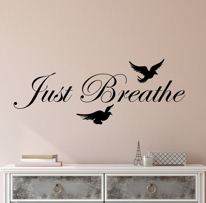 Vinyl Wall Decal Quote Positive Words Just Believe Doves Inspiration Stickers (4283ig)