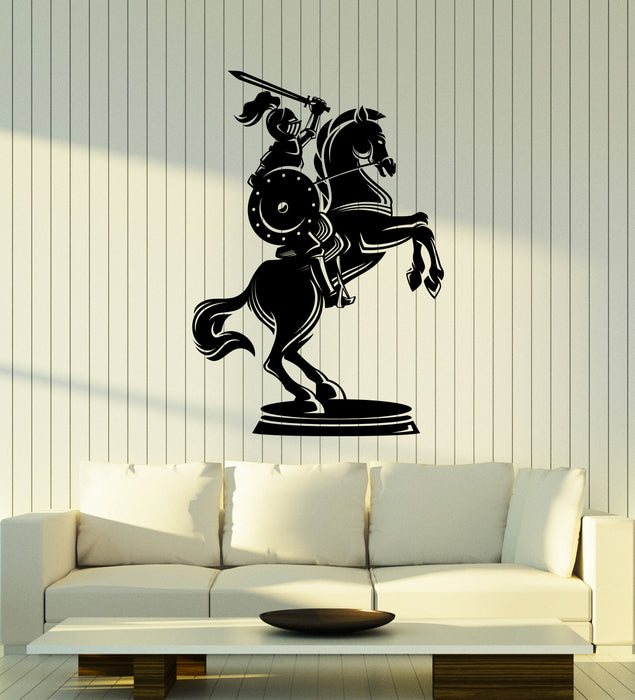 Vinyl Wall Decal Armor Knight on Horseback Statue Chess Horse Middle Ages Stickers (4394ig)
