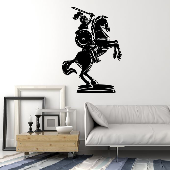 Vinyl Wall Decal Armor Knight on Horseback Statue Chess Horse Middle Ages Stickers (4394ig)
