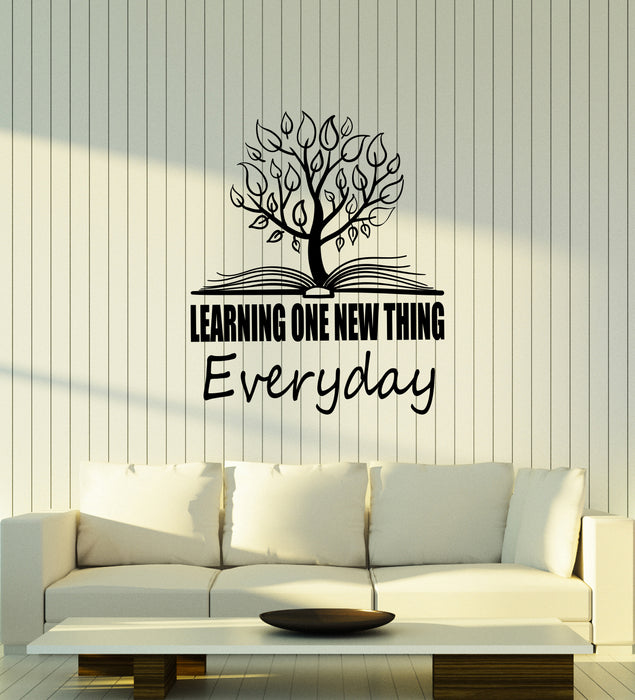 Vinyl Wall Decal Quote Learning New Thing Education Library Decor Open Book Sticker (4357ig)
