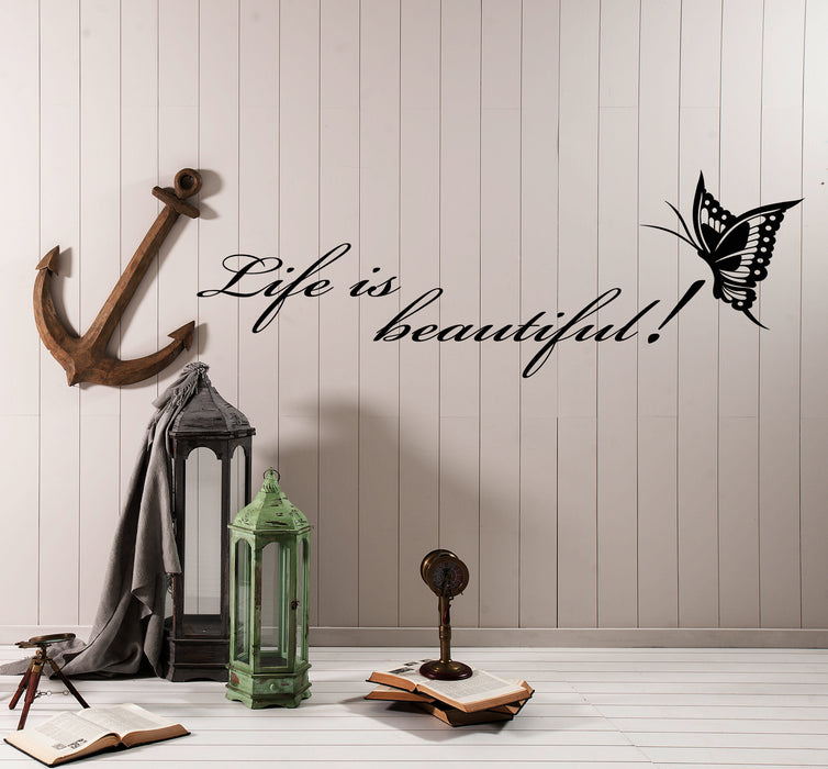 Vinyl Wall Decal Motivation Positive Words Inspirational Quote Life Is Beautiful Stickers (4266ig)