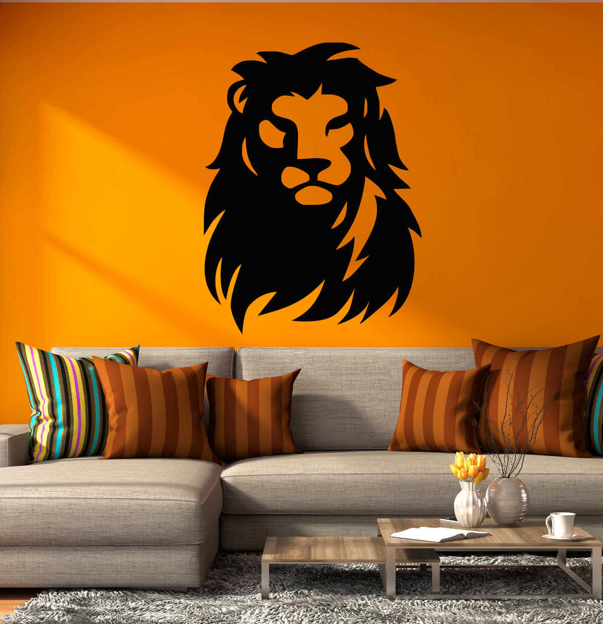 Vinyl Wall Decal African Animal Lion Head Predator King of Beasts Stic ...