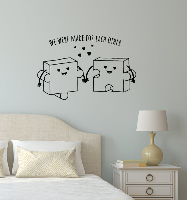 Vinyl Wall Decal Puzzle Love Cartoon Funny Romantic Quote Words Hearts Stickers (4444ig)
