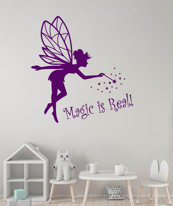 Magic is Real Vinyl Wall Decal Baby Room Décor Fairy Tale Fantasy Magic Wand Sticker (4323ig)
