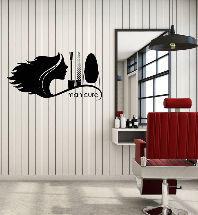 Vinyl Wall Decal Express Nail Bar Beauty Salon Logo Sign Manicure Girl Stickers (4446ig)