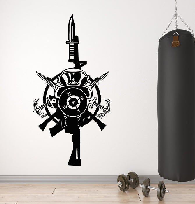 Vinyl Wall Decal Military Special Forces Soldier Equipment Logo Weapon Stickers (4297ig)