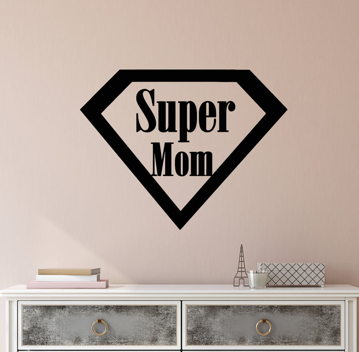 Vinyl Wall Decal Super Mom Word Logo For Women Room Decor Inspirational Stickers (4295ig)