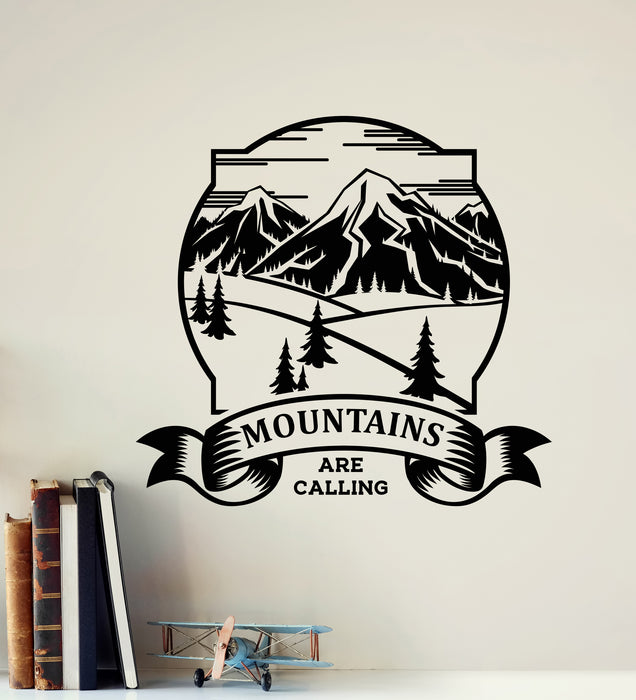 Vinyl Wall Decal Landscape Nature Mountains Are Calling Hike Camping Rock Climbing Stickers (4470ig)