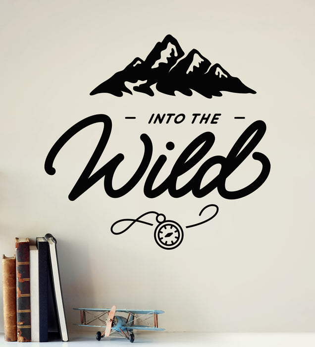 Vinyl Wall Decal Rock Climbing Mountains Nature Travel Quote Into The Wild Stickers (4438ig)