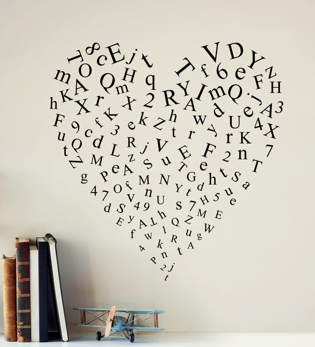 Vinyl Wall Decal Numbers Letters Alphabet Heart Love Romance Home