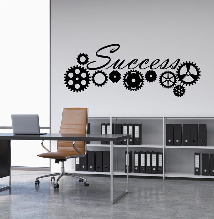 Vinyl Wall Decal Home Office Style Business Success Motivational Word Gears Stickers (4362ig)