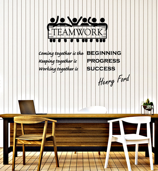 Vinyl Wall Decal Henry Ford Quote Motivational Words Teamwork Business Inspiring Stickers (4267ig)