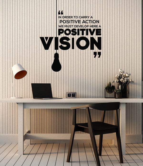 Vinyl Wall Decal Positive Vision Motivational Words Office Quote Business Light Bulb Stickers (4325ig)