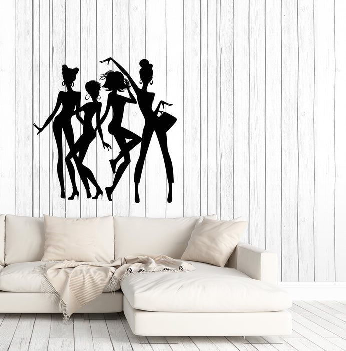 Vinyl Wall Decal Party Girls Disco Shopping Shopaholic Fashion Girl Room Decor Stickers (4296ig)