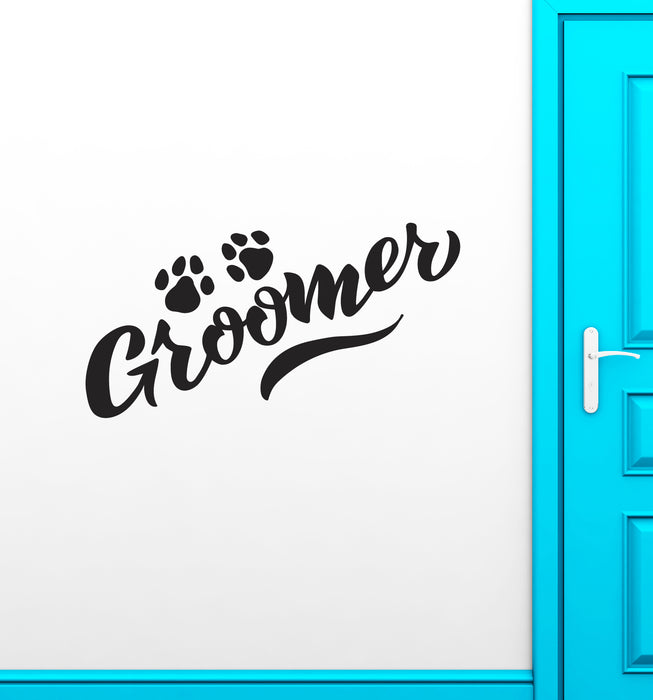 Vinyl Wall Decal Groomer Pet Grooming Paw Tracks Stickers (4307ig)