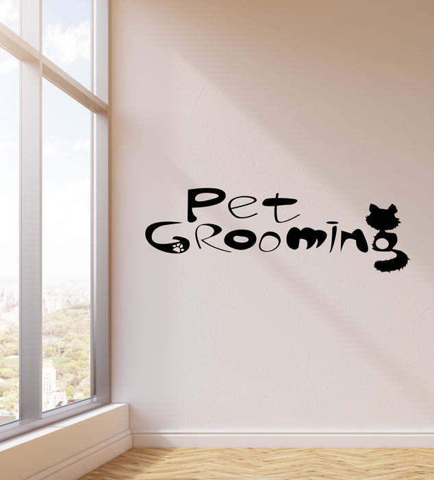Vinyl Wall Decal Pet Shop Grooming Salon Animals Signboard Sticker (4337ig)