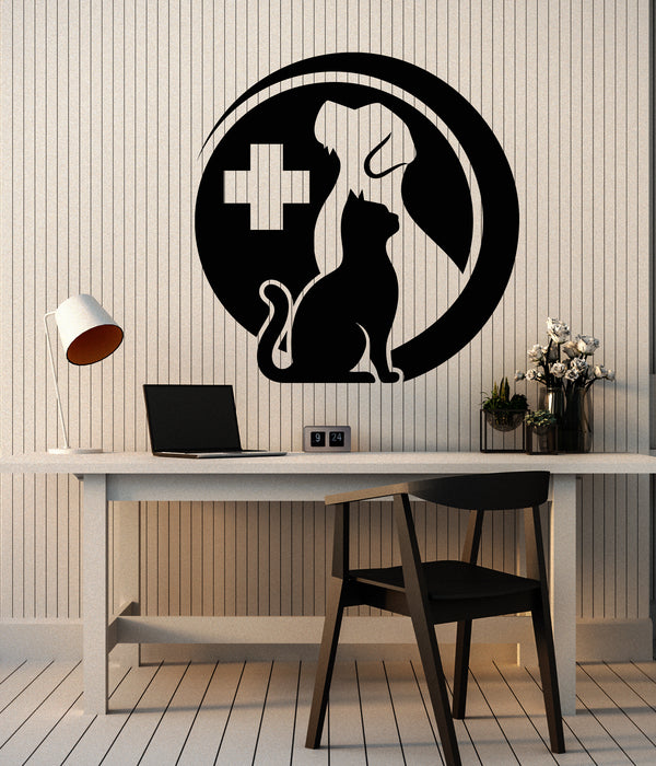 Vinyl Wall Decal Veterinary Service Clinic Pet Shop Cat Dog Grooming Salon Stickers (4440ig)
