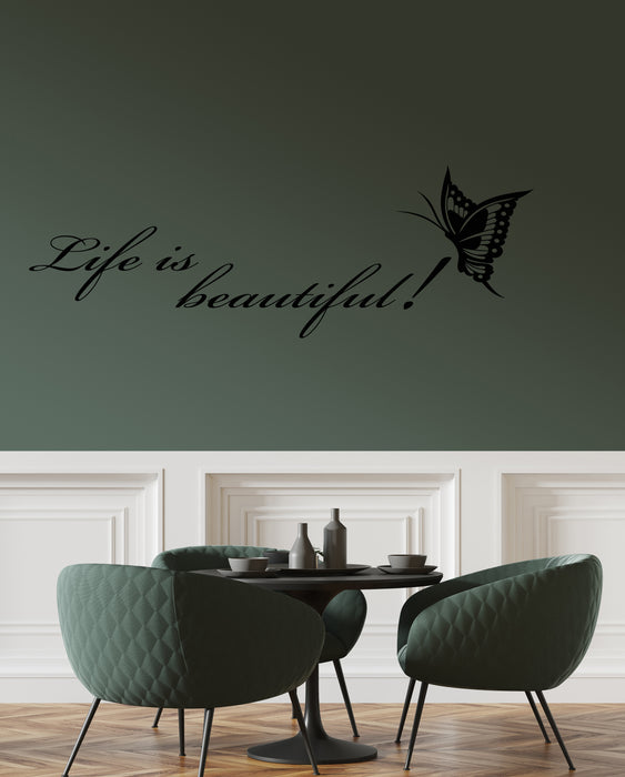 Vinyl Wall Decal Motivation Positive Words Inspirational Quote Life Is Beautiful Stickers (4266ig)