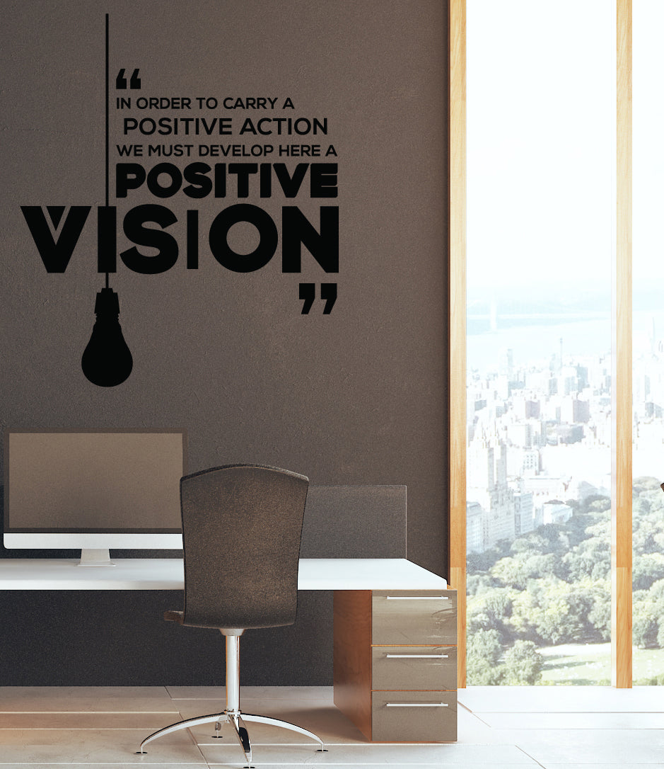 Vinyl Wall Decal Positive Vision Motivational Words Office Quote Busin ...