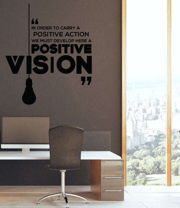Vinyl Wall Decal Positive Vision Motivational Words Office Quote Business Light Bulb Stickers (4325ig)