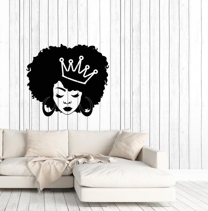 Vinyl Wall Decal African Beauty Beautiful Queen Crown Black Lady Stickers (4303ig)