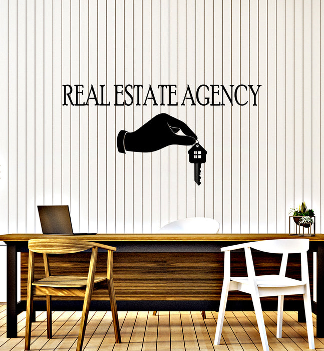 Vinyl Wall Decal Real Estate Agency Signboard Logo Keys Buying House Realtor Services Stickers (4462ig)
