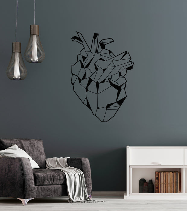 Vinyl Wall Decal Geometric Anatomical Heart Romance Love Polygon Sticker (4347ig)