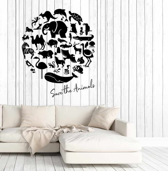 Vinyl Wall Decal Earth Save the Animals Nature Word Inspiration Stickers (4324ig)