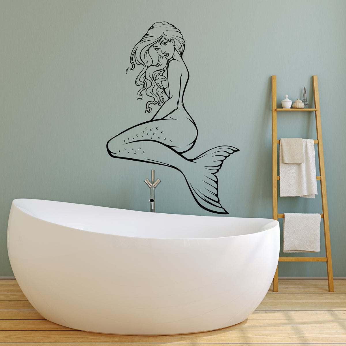 Vinyl Wall Decal Cartoon Naked Mermaid Sexy Hot Girl Nautical Style Se ...