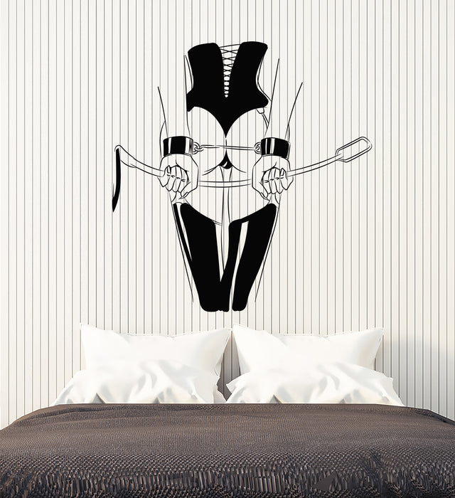Vinyl Wall Decal Erotic Sexy Hot Girl Nude Naked Woman With Whip Dominant Stickers (4459ig)