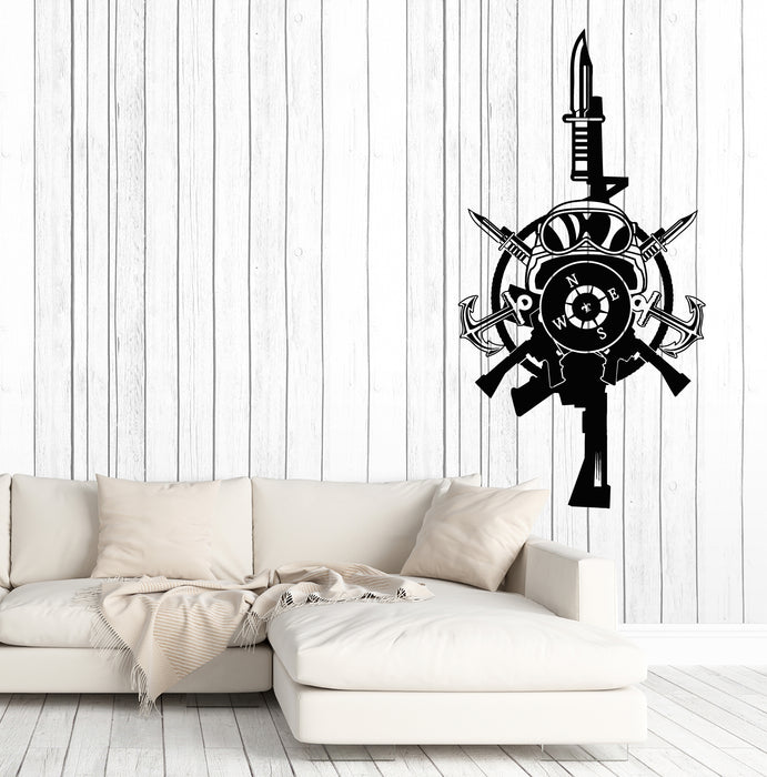 Vinyl Wall Decal Military Special Forces Soldier Equipment Logo Weapon Stickers (4297ig)