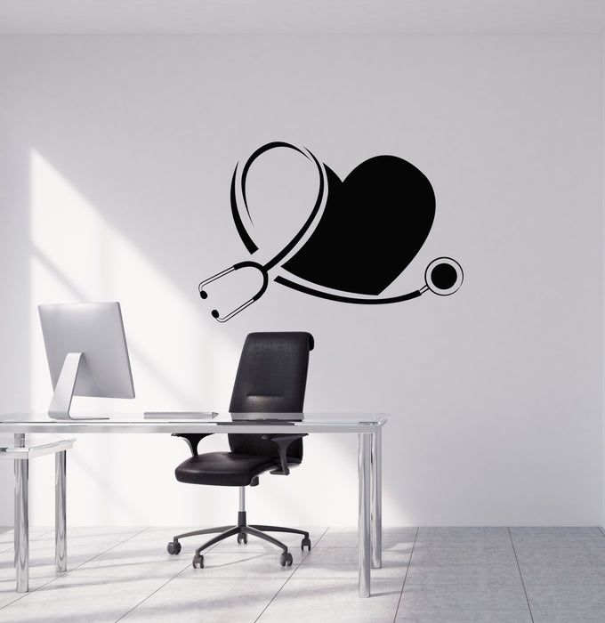 Vinyl Wall Decal Stethoscope Medicine Private Clinic Heart Doctor's Office Stickers (4391ig)
