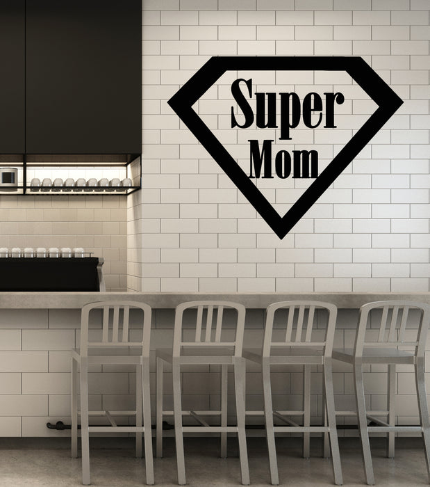 Vinyl Wall Decal Super Mom Word Logo For Women Room Decor Inspirational Stickers (4295ig)