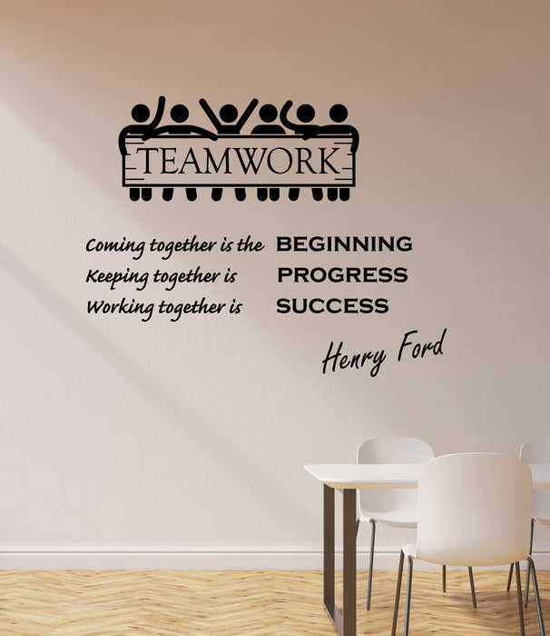 Vinyl Wall Decal Henry Ford Quote Motivational Words Teamwork Business Inspiring Stickers (4267ig)
