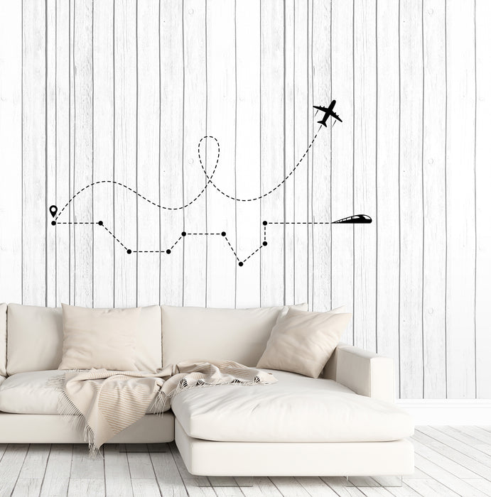 Vinyl Wall Decal Destination Journey Route Airplane High Speed Train Travel Agency Stickers (4469ig)