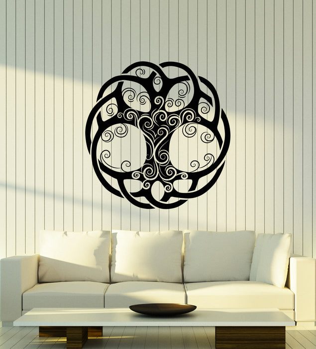 Vinyl Wall Decal Circle Tree of Life Celtic Ornament Home Decor Family Stickers (4392ig)