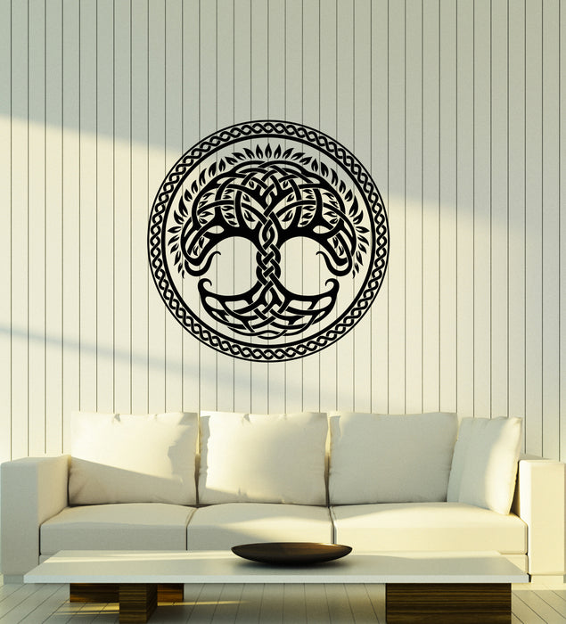 Vinyl Wall Decal Circle Tree of Life Family Celtic Ornament Interior Decor Stickers (4409ig)
