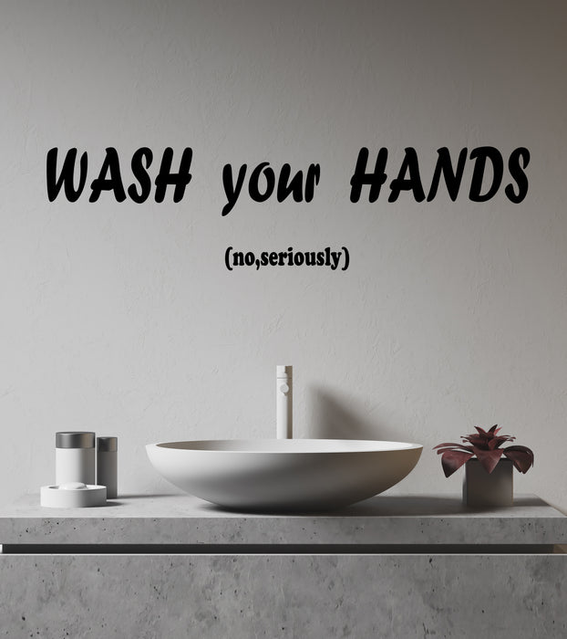 Vinyl Wall Decal Hygiene Rules Words Wash Your Hands Bathroom Decor Stickers (4272ig)