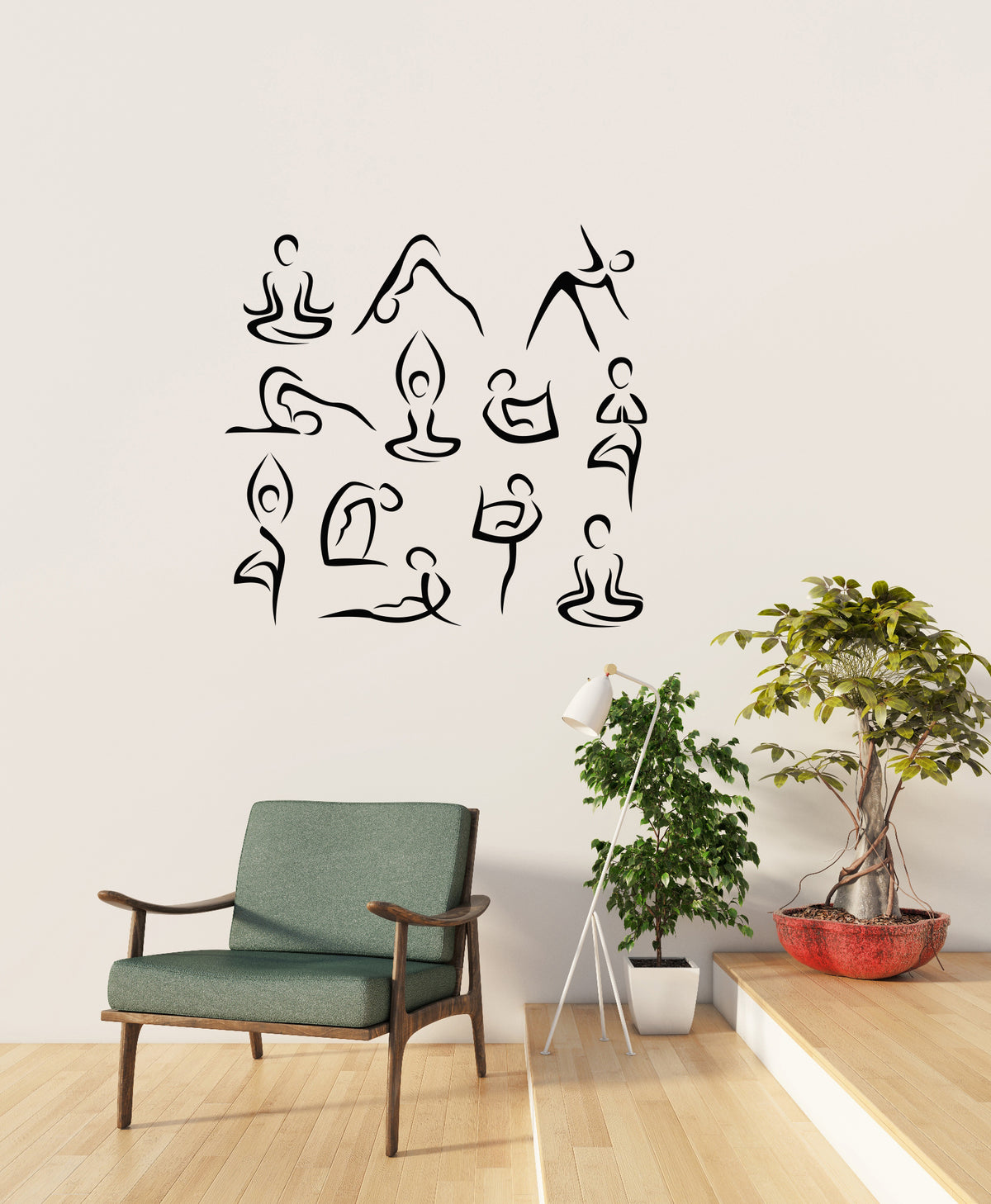 Vinyl Wall Decal Zen Yoga Center Icons Lotus Pose Meditation Stickers Mural  (g2384)