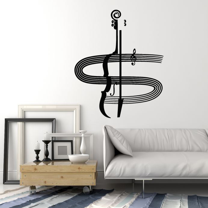 Vinyl Wall Decal Abstract Cello Instrument Classical Music Stickers Mural (g2476)