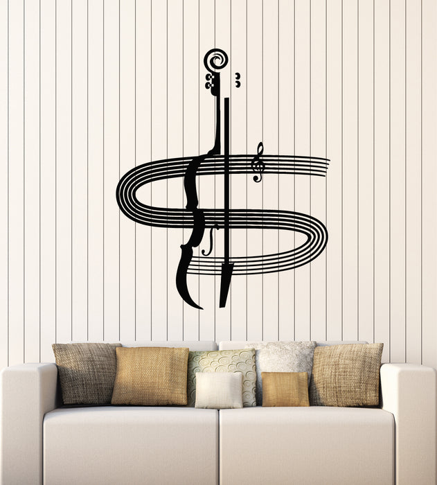 Vinyl Wall Decal Abstract Cello Instrument Classical Music Stickers Mural (g2476)